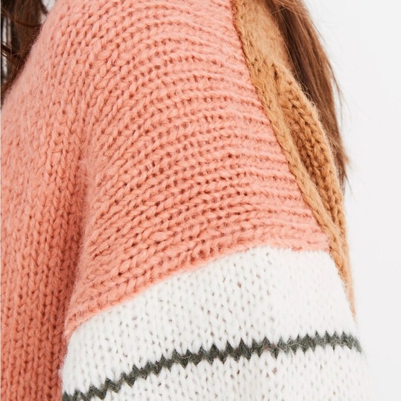 Madewell Colorblock Striped Balloon Sleeve Alpaca Wool Sweater Large XL - Picture 3 of 7